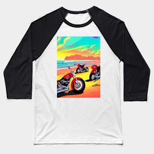 SURREAL RETRO MOTORCYCLES ON A BEACH Baseball T-Shirt